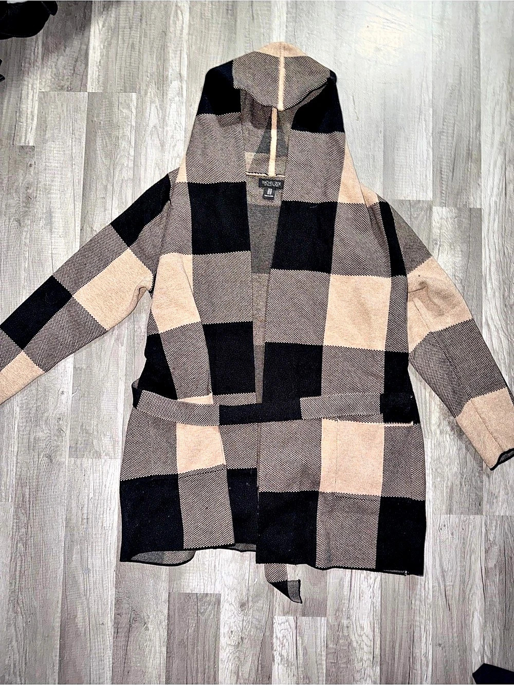 Rachel Zoe Block Hooded Coat in Black & Pink Like New